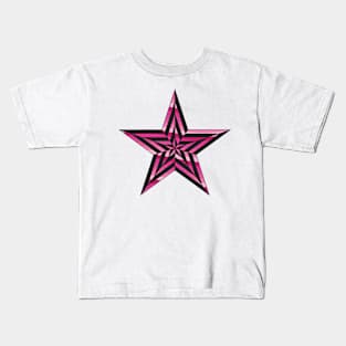 Stars pink waves - concentric stars doodle design Kids T-Shirt